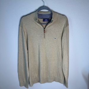 Vineyard Vines Quarter Zip Tan Sweater Size L